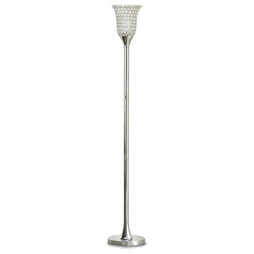 Belle 72"H Crystals Shade Torchiere Floor Lamp, LED Dimmable, bulb included, Pol
