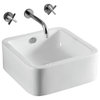 Square White Ceramic Vessel Bathroom Sink, No Hole