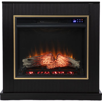 Crittenly Electric Fireplace - Black, Gold, Enhanced Electric Firebox