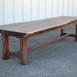 Walnut Bench with Curvy Legged Base - Indoor Benches