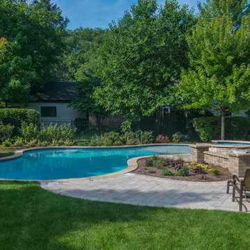 Elmhurst, IL Freeform Swimming Pool and Raised Spa