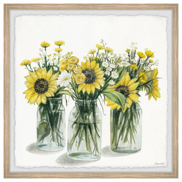 "Sunflowers in Glass Jars" Framed Painting Print, 32"x32"