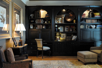 Example of a transitional home office design in Atlanta