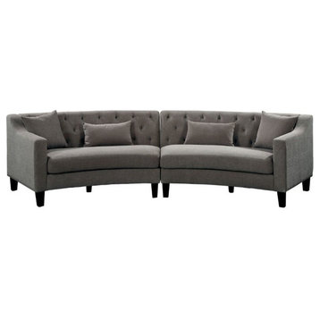 Furniture of America Stenson Contemporary Chenille Tufted Sectional in Warm Gray