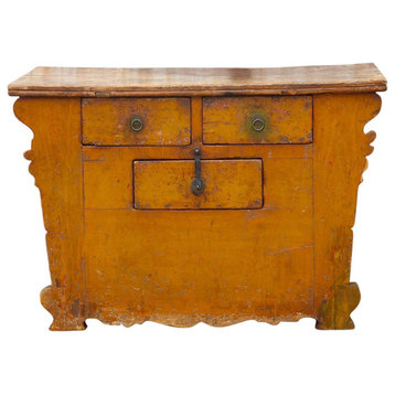 Antique Ming Style Yellow Money Chest