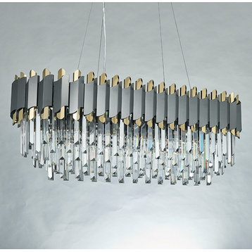 Gold/Black Creative Crystal Hanging Lighting For Living Room, Dining Room, L39.4"