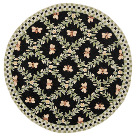 Safavieh Chelsea Collection HK55 Rug, Black, 5'6" Round