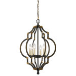 Cal - Cal FX-3593-6 Howell-Six Light Pendant 17 In Wide  27.5 In - 72" cord  Durable metal constructHowell-Six Light Pen Iron/Antiqued gold *UL Approved: YES Energy Star Qualified: n/a ADA Certified: n/a  *Number of Lights: 6-*Wattage:40w E12 bulb(s) *Bulb Included:No *Bulb Type:E12 *Finish Type:Iron/Antiqued gold