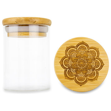 Sacred Rose Smell Proof Glass Storage Jars for Cookies, Sugar, Tea, Spices, 2oz.