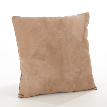 Classic Leather Throw Pillow, Poly Filled, 20"x20", Camel