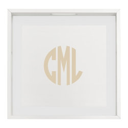 Monogram Circle White wood tray - Home Decor
