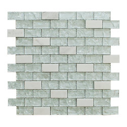 White Crackle Glass and Bianco Marble Mosaic Tile - Home Accessories & Decor
