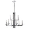 Trevor Modern Art Deco Silver 9 Light Chandelier