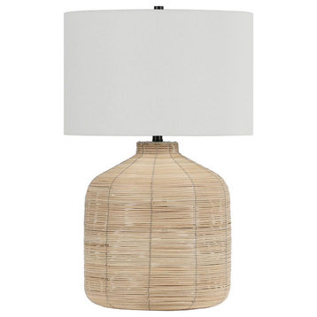 Jolina 26.5 Tall Oversized/Rattan Table Lamp with Fabric Shade in Natural...