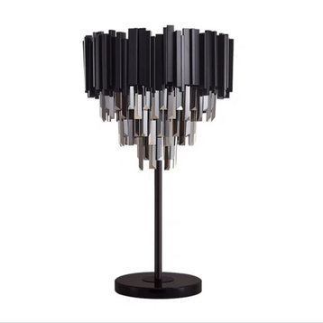 Grandson | Art-Deco Dimmable Black Crystal Table Lamp , Smokygray