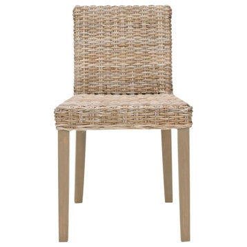 Barrano 18"H Wicker Side Chair, Set of 2, Gray Wash