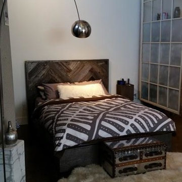 Herringbone Headboard Low Profile Storage Bed