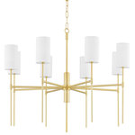 Mitzi by Hudson Valley Lighting - Olivia 8-Light Chandelier, Aged Brass Finish, White Linen Shade - Features: