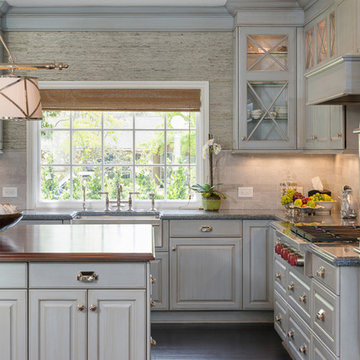 Kitchen with Light Gray Cabinets and Stainless Appliances