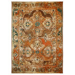 Trans Ocean - Liora Manne Marina Kashan Indoor/Outdoor Rug, Amber 8'10"x11'9" - Ornate, floral motifs and decorative border are masterfully showcased in this Kashan rug. The natural, earthy color palette emphasizes a detailed traditional pattern beautifully enhanced by subtle distressing. An old-world charm design made simple, in primary shades of orange and brown accented with blue and ivory this flat area rug is a stylish addition to any space inside or outside your home.Made in Egypt from 100% polypropylene, the Marina Collection is Power Loomed to create intricate designs with a broad color spectrum and a high-quality finish. The material is flatwoven, low profile, weather resistant, UV stabilized for enhanced fade resistance, durable and ideal for those high traffic areas such as your patio, sunroom, kitchen, entryway, hallway, living room and bedroom making this the ideal indoor or outdoor rug. Detailed patterns are offered in an eclectic mix of styles ranging from tropical, coastal, geometric, contemporary and traditional designs; making these perfect accent rugs for your home. Limiting exposure to rain, moisture and direct sun will prolong rug life.