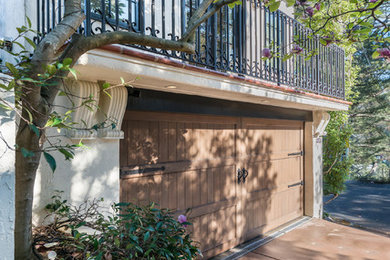 Inspiration for a large timeless white two-story stone exterior home remodel in San Francisco