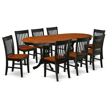 East West Furniture Plainville 9-piece Wood Table and Dining Chair Set in Black