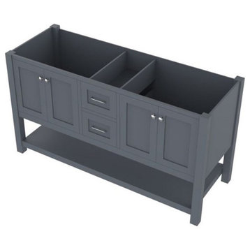 Alya Bath Wilmington 59"W Wood Double Vanity with No Top in Gray Finish