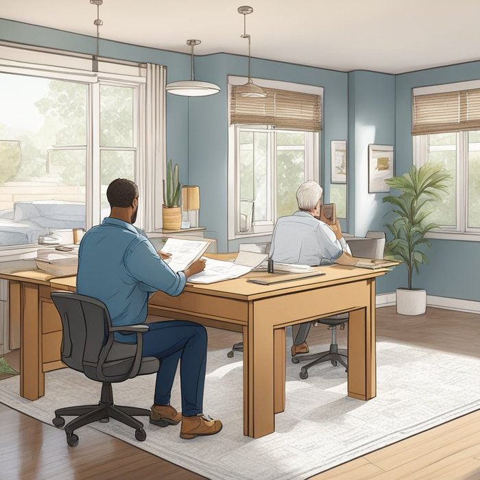 Two person sitting beside the table