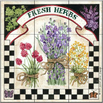 Tile Mural, Fresh Herbs by Sandi Gore Evans