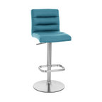 Lush Adjustable Height Swivel Bar Stool - Trumpet Base, Teal