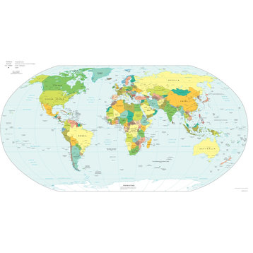 World Map, Political, Peel & Stick Removable Wall Decal