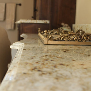 Ashland Master Bath,Colonial Gold Granite Countertops, Vanity with Make Up, Fr