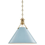 Hudson Valley Lighting - Painted No.2 Large Pendant, Aged Brass, Blue Bird Shade - Designed by Mark D. Sikes