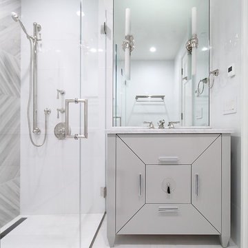White & Grey Contemporary Bathroom
