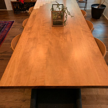 Custom Birdseye Maple Dining Table with Tile Inlay