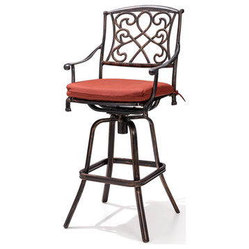 Crestlive Products Patio Counter Height Swivel Bar Stool , Red