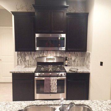 Eden Mosaic Tile Installations: Random Mixed Tile White Glass and Metal Tile