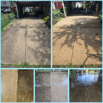 Pressure washed driveway and patio
