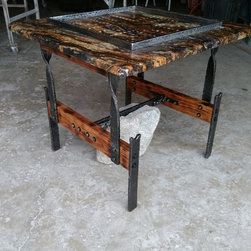 Forged metal boulder granite gameboard - Furniture