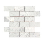12"x12" Bianco Carrara Polished Marble Brick Mosaic Tile