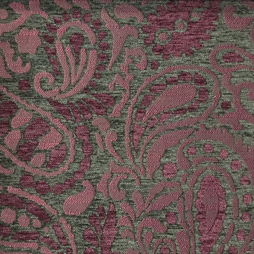 Sydney Paisley Textured Chenille Upholstery Fabric, Amethyst
