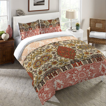 Laural Home Red Spice Bohemian Tapestry Duvet Cover, Twin