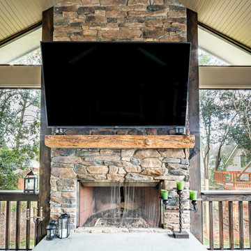 Screened Porch with Masonry Fire Place and Skylights