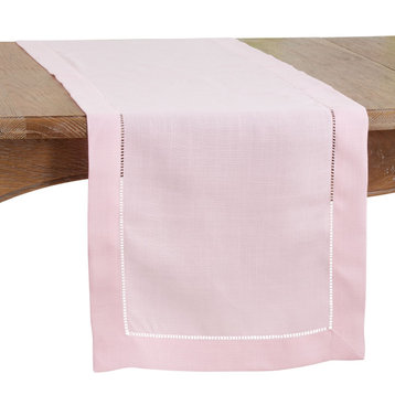 Hemstitched Border Table Runner, Pink, 16"x72"