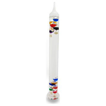 Glass Galileo Thermometer With 11 Colored Floating Vessels