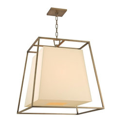 Hudson Valley Lighting - Hudson Valley Lighting Kyle 6-Light Pendant, Aged Brass/Cream Eco-Paper Shade - Pendant Lighting