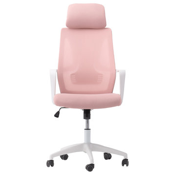 CorLiving Workspace Mesh Back Office Chair, Pink/White
