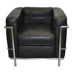 Black Leather Le Corbusier Chair - Products