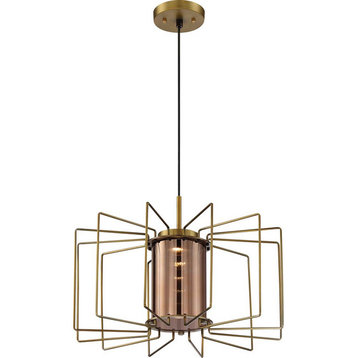 Nuvo Wired 1-Light 12W 20" Led Pendant W/ Copper Glass In Vintage Brass Finish