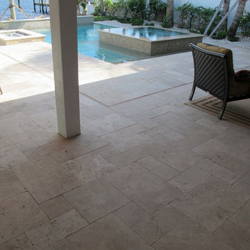 Ivory Tumbled Travertine Pool Tiles and Pavers